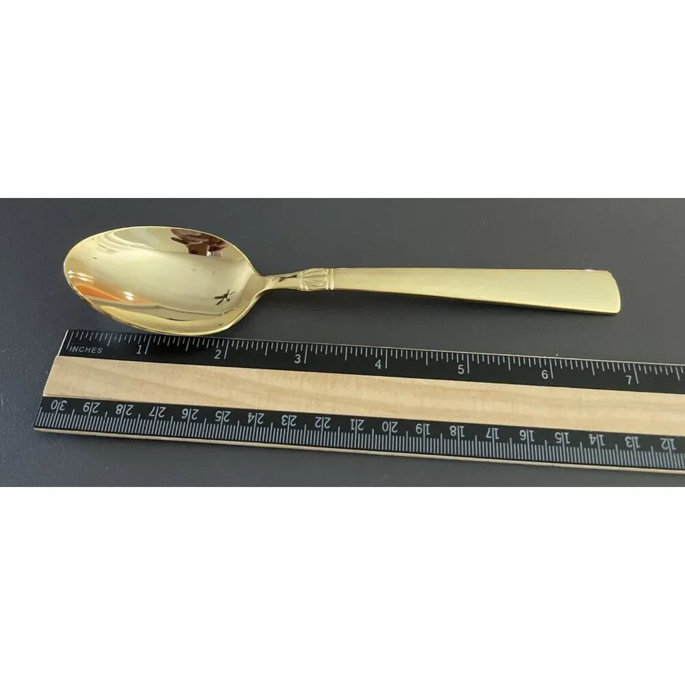 Reed &‎ Barton Sanderling Set Of 5 Oval Soup Spoons Korea Gold Electroplate